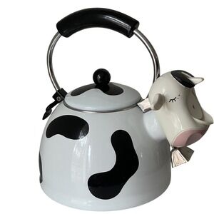 Kamenstein Cow Tea Kettle 1992 Whistling Enamel Farmhouse Kitchen Decor
